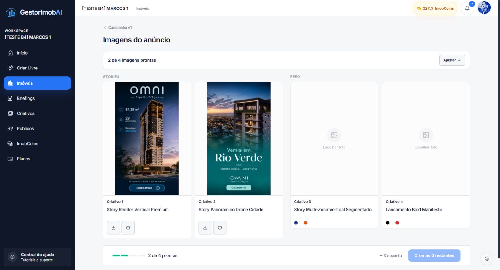 Galeria real de criativos do lançamento OMNI